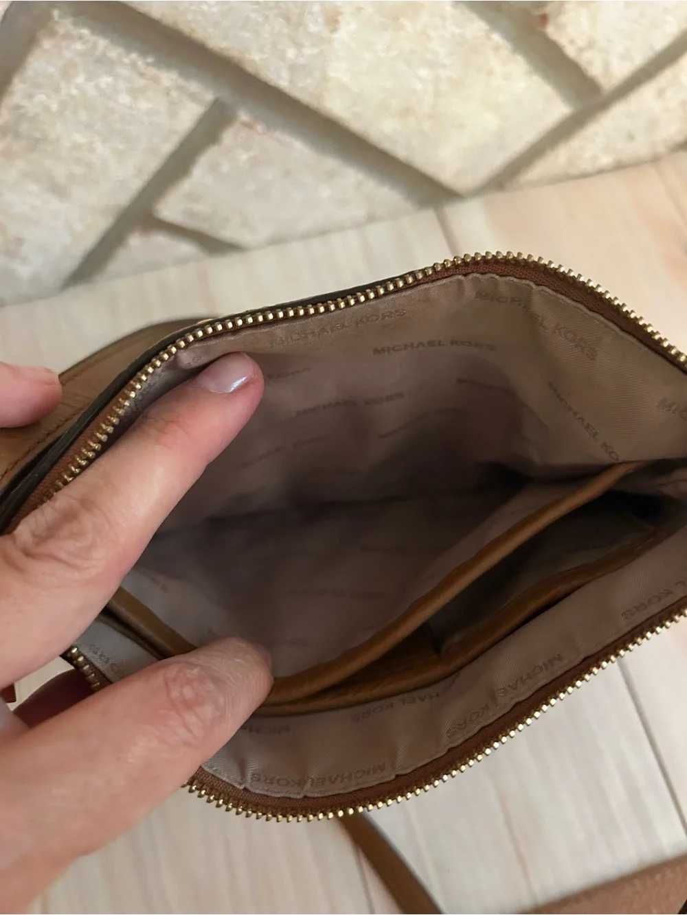 Michael Kors Cognac Pebbled Leather Crossbody